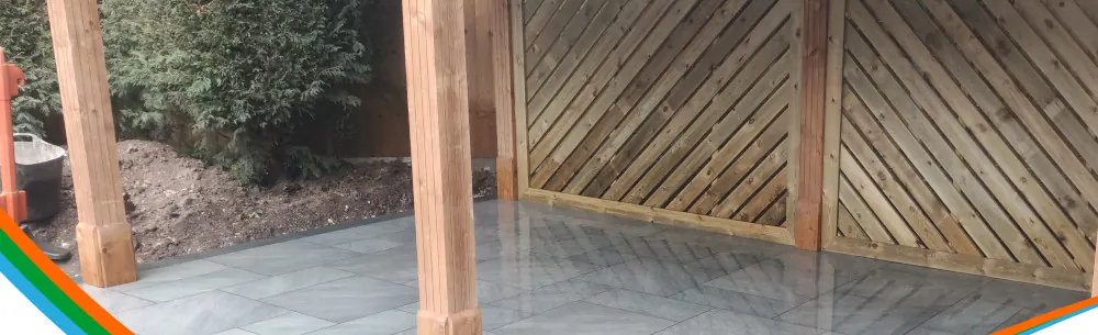 New paving and a timber screen, just finished